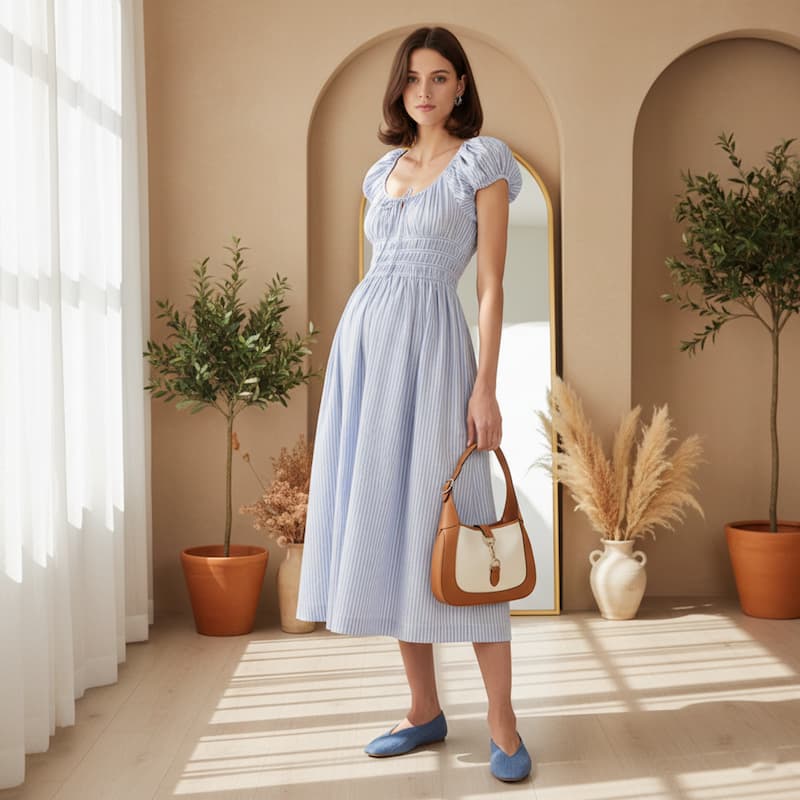 Blue Striped French Dress