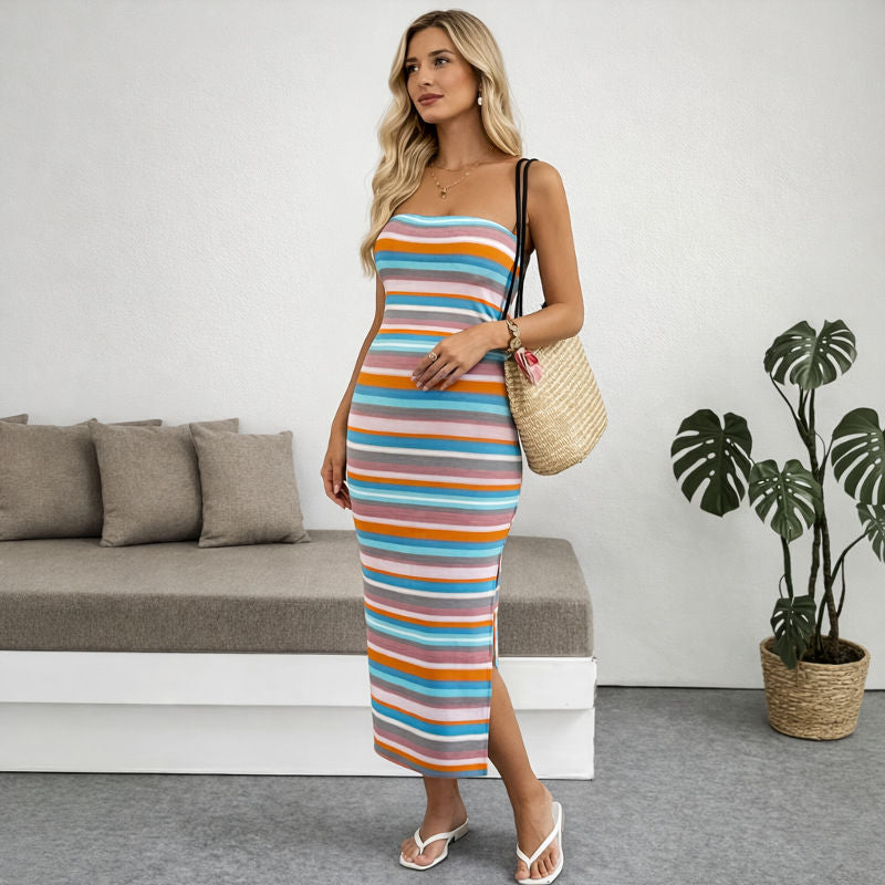 Colored Bandeau Maternity Dress