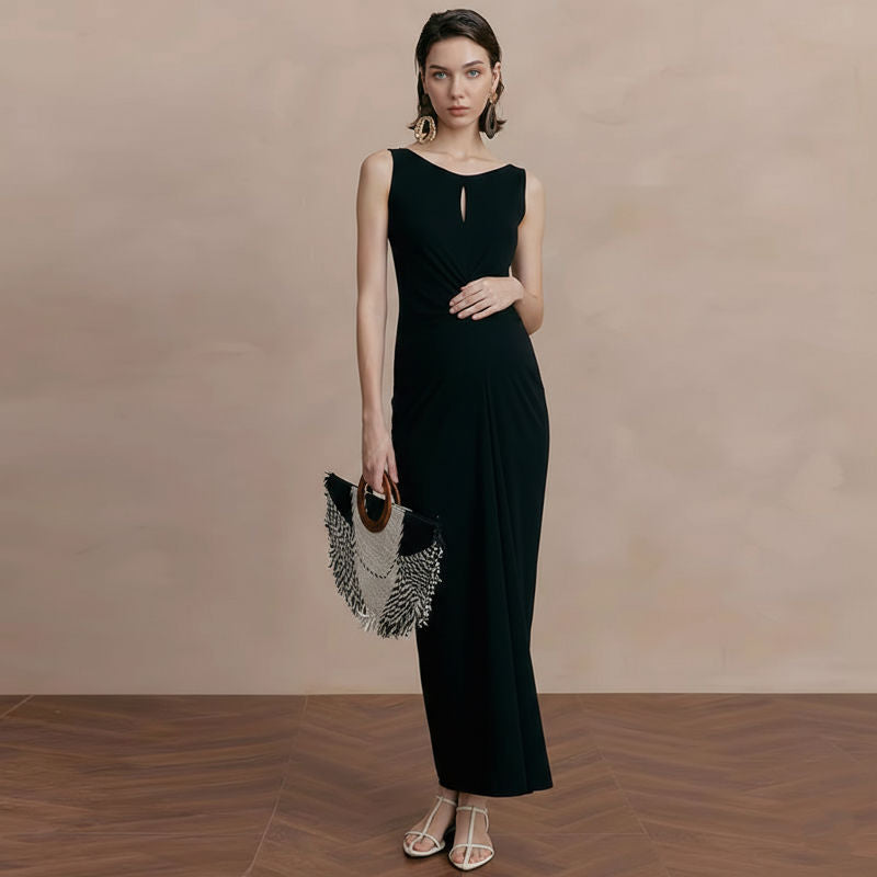 Neck Cutout Ruched Dress