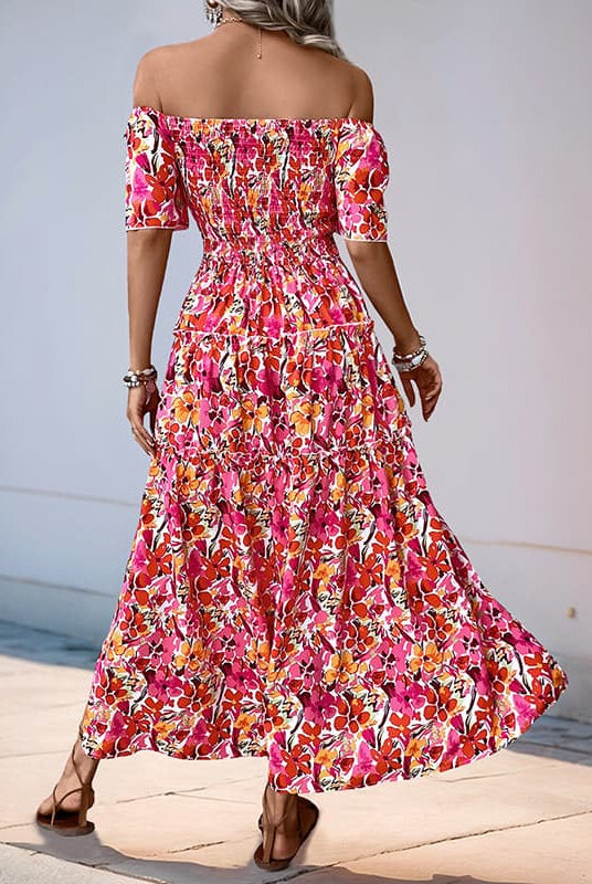 Off Shoulder Floral Maternity Dress