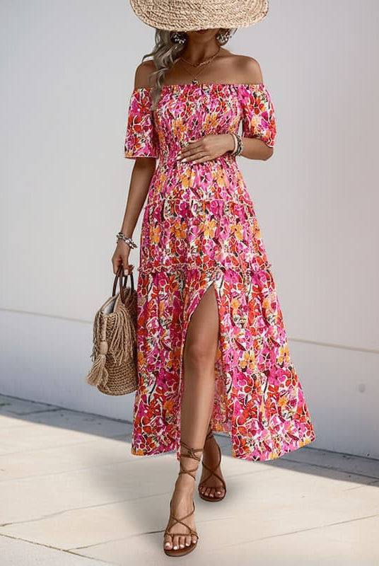 Off Shoulder Floral Maternity Dress