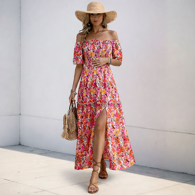 Off Shoulder Floral Maternity Dress