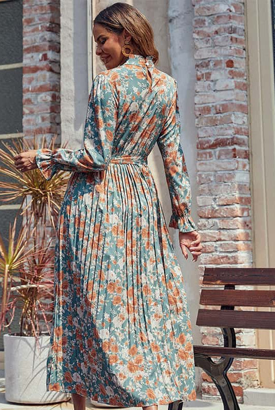 Pleated Floral Maternity Dress
