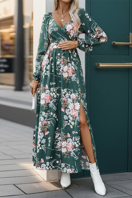 Side Slit Floral Maternity Dress
