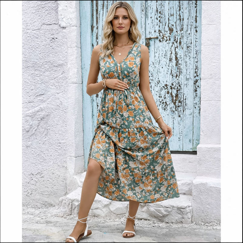 Tiered Floral Pregnancy Dress