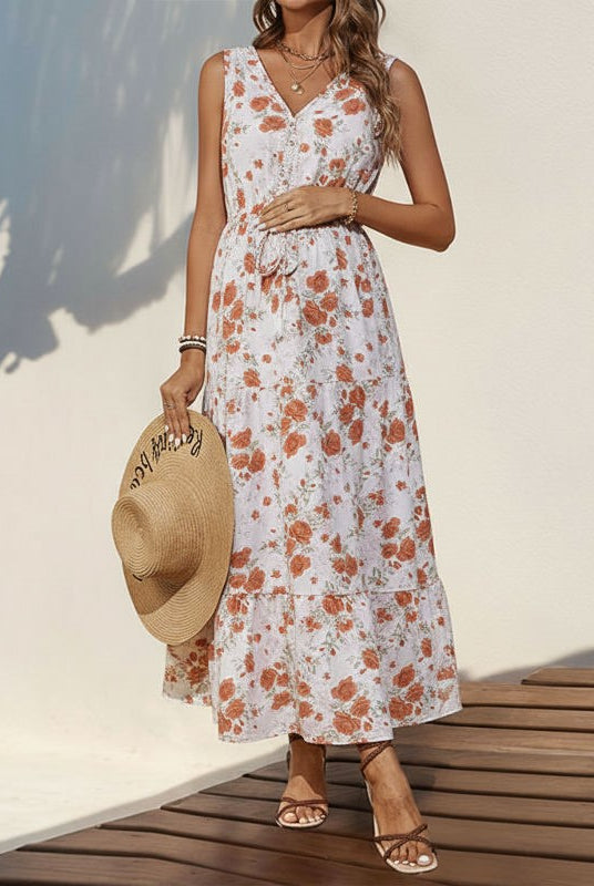 Tiered Floral Pregnancy Dress