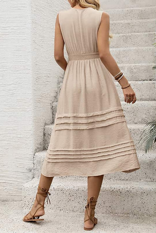 V-Neck Beige Maternity Dress