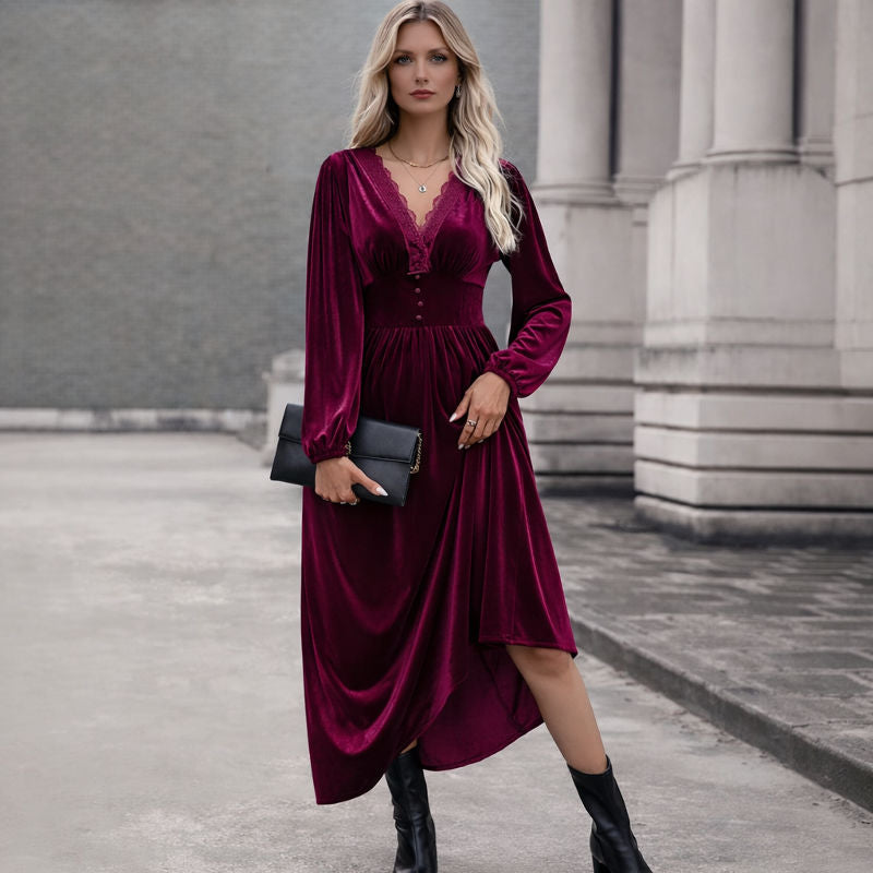 Velvet Midi Maternity Dress