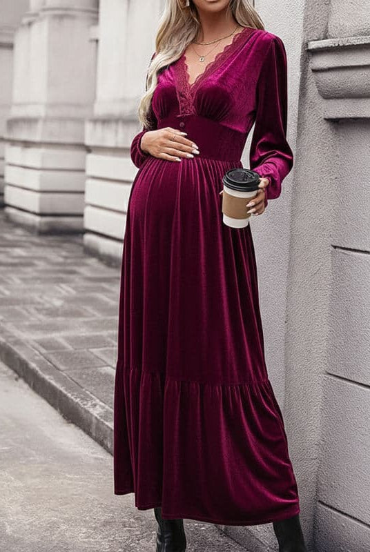 Velvet Midi Maternity Dress