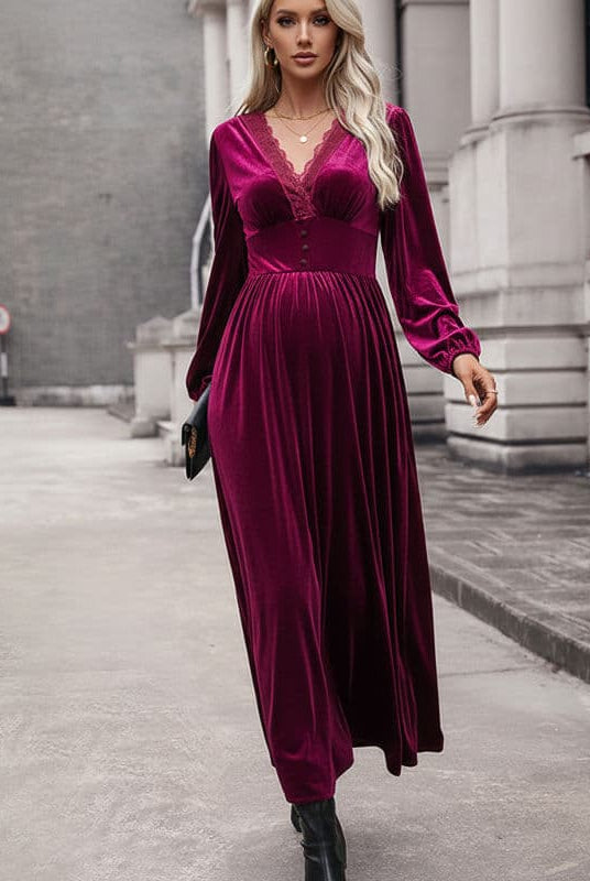 Velvet Midi Maternity Dress