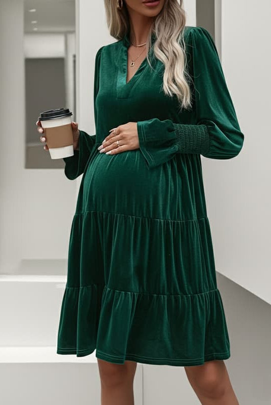 Velvety Elegant Maternity Dress