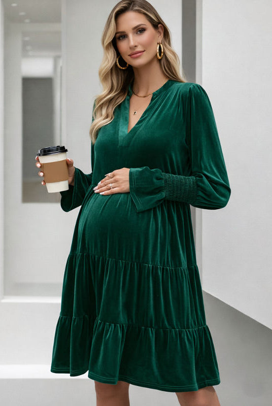 Velvety Elegant Maternity Dress