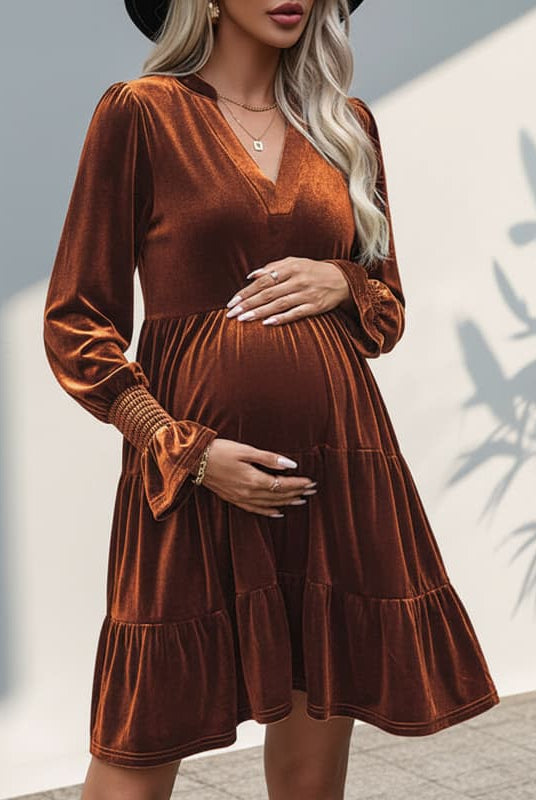 Velvety Elegant Maternity Dress