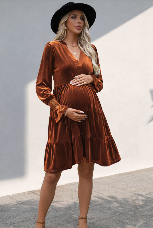 Velvety Elegant Maternity Dress