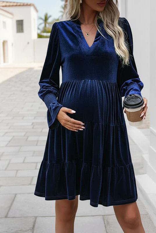 Velvety Elegant Maternity Dress