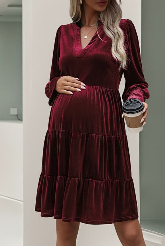 Velvety Elegant Maternity Dress