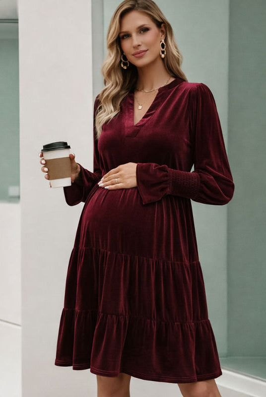 Velvety Elegant Maternity Dress