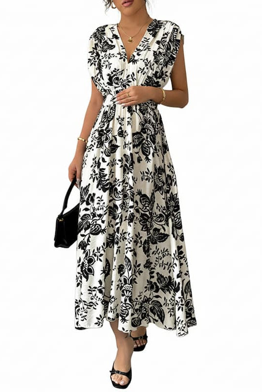 Black and Floral Pregnancy Dress