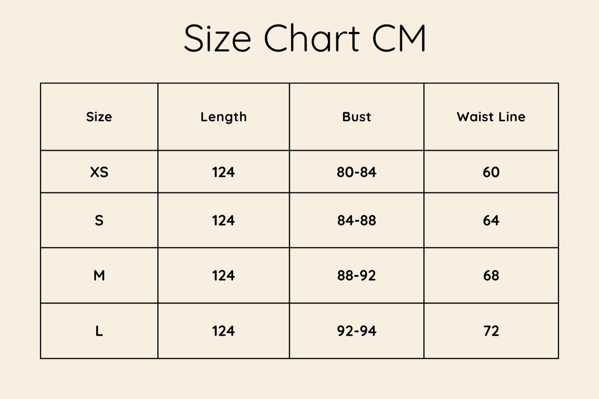 Size chart in CM