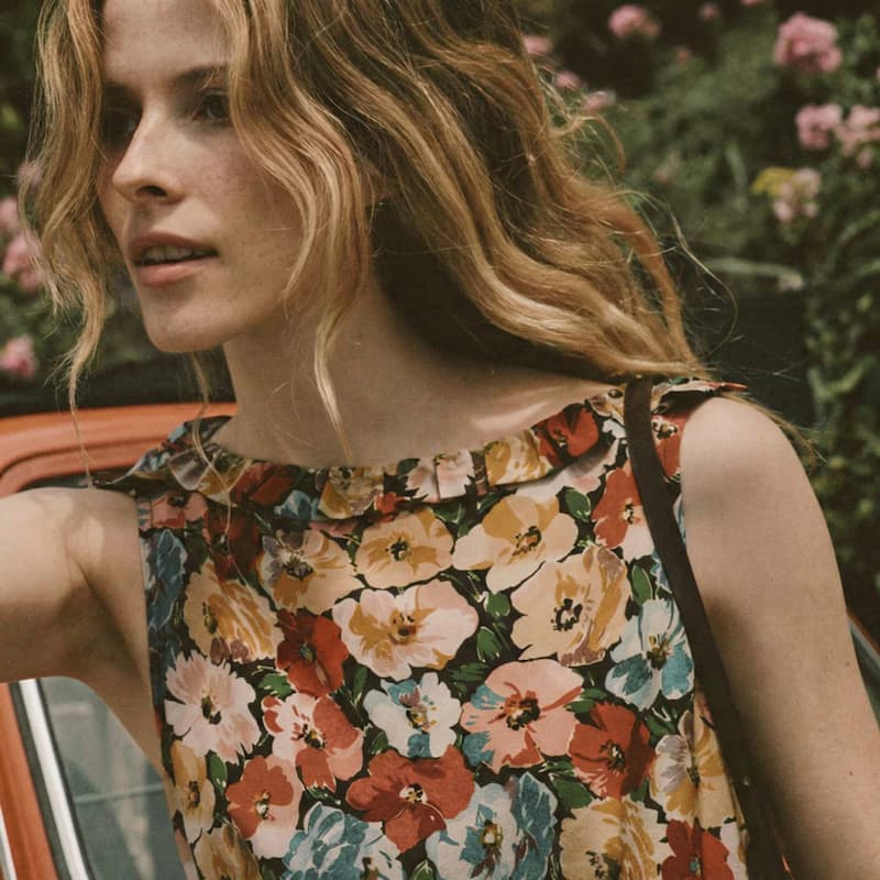 Boat Neck Floral Dress