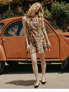 Boat Neck Floral Dress