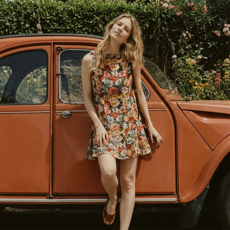 Boat Neck Floral Dress
