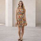 Boat Neck Floral Dress