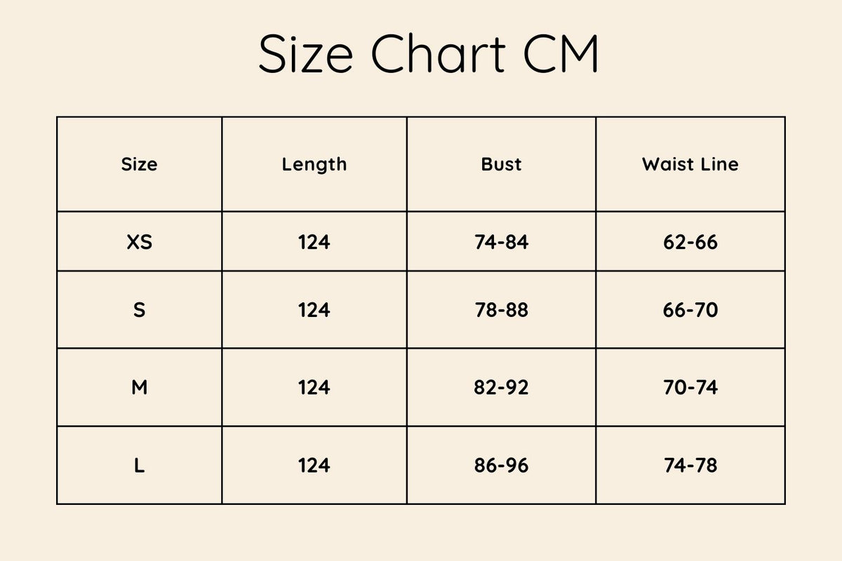 Size chart in CM