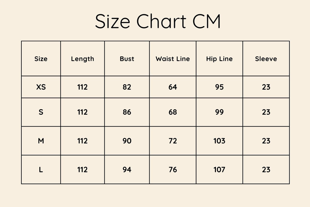 Size chart in CM