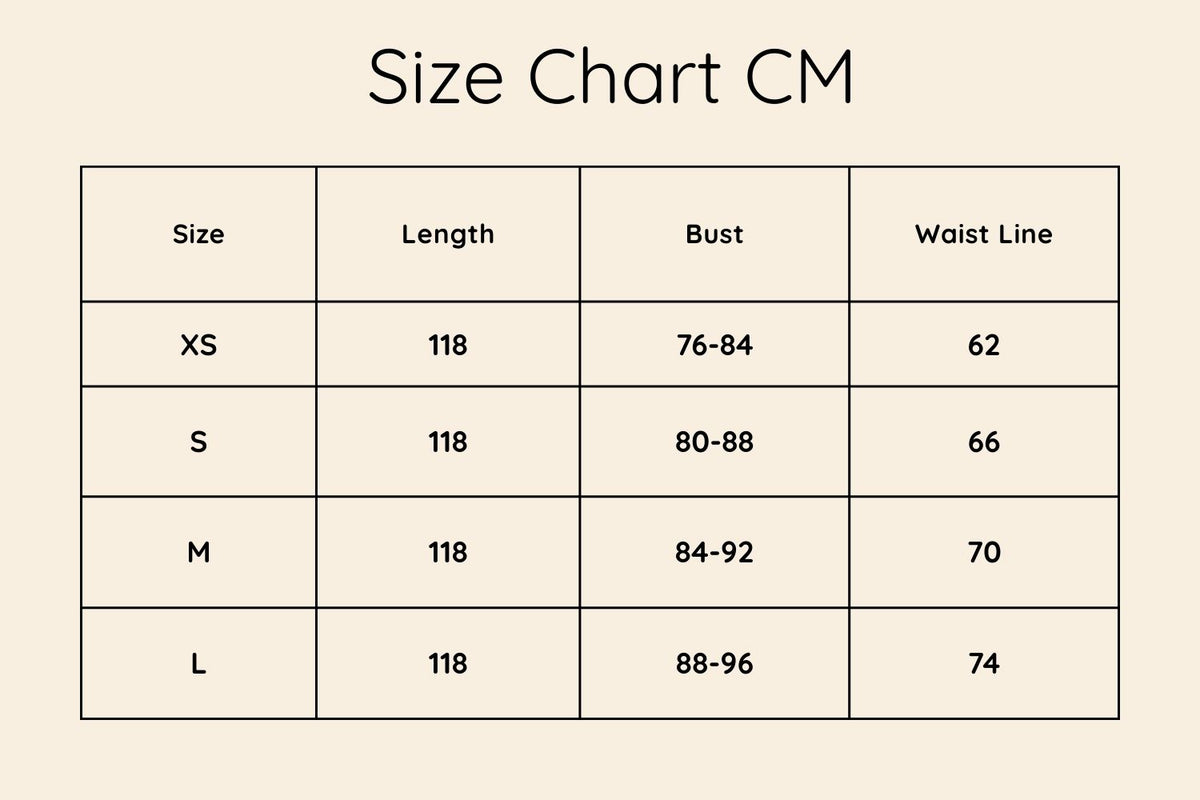 Size chart in CM