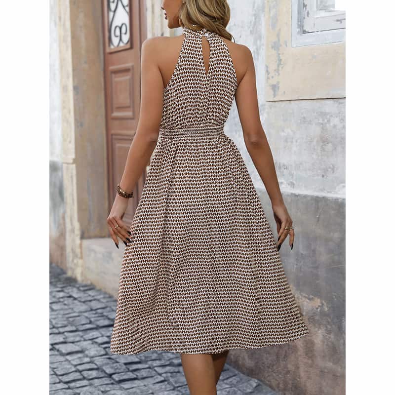 Halter Neck Abstract Maternity Dress