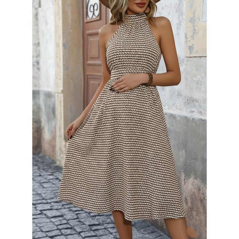 Halter Neck Abstract Maternity Dress
