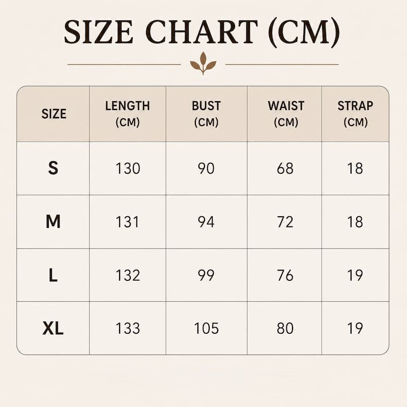 Size chart in CM