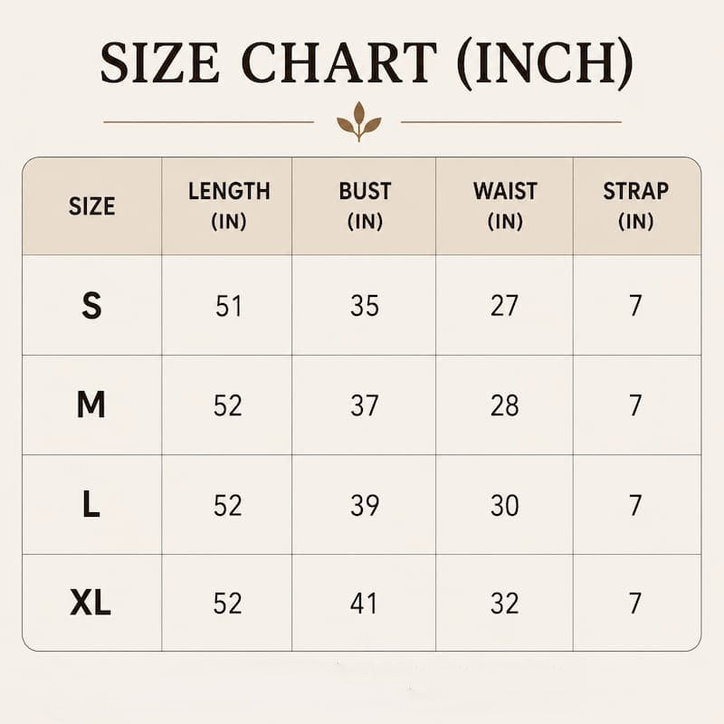 Size chart in Inches