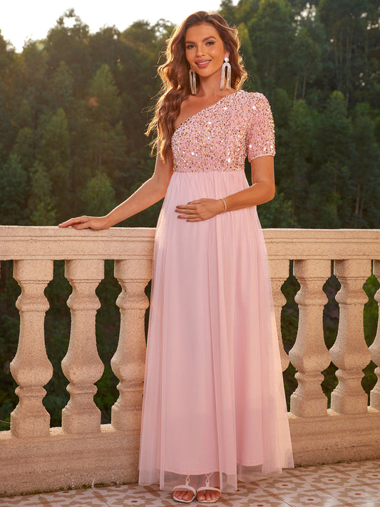 Sequin Top One Shoulder Dress