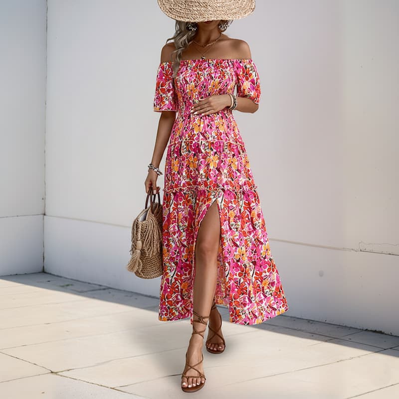 Off Shoulder Floral Maternity Dress