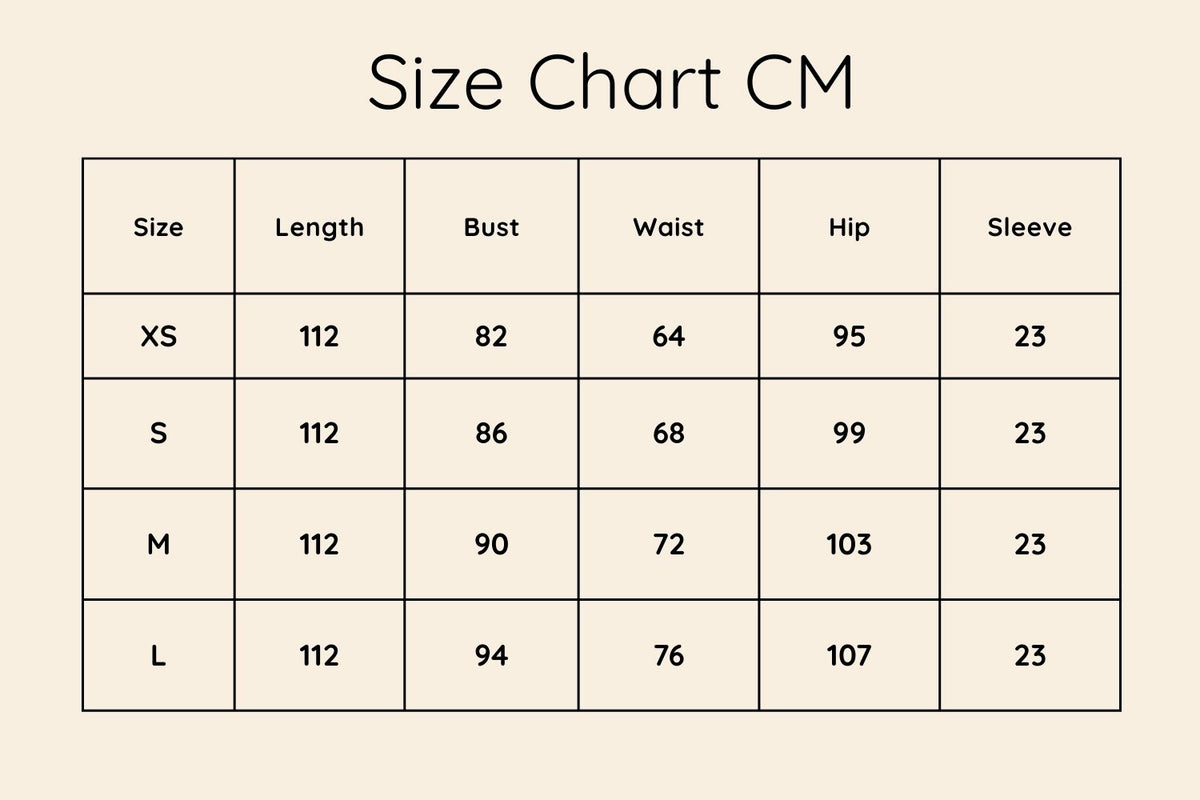 Size chart in CM