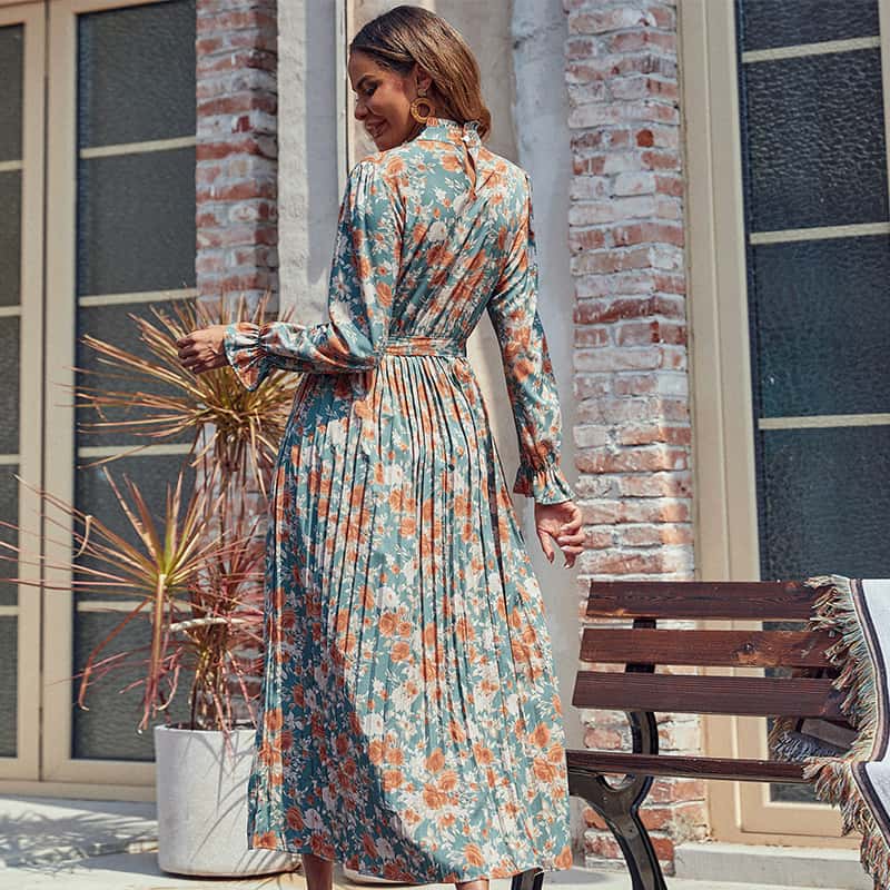 Pleated Floral Maternity Dress