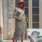 Pleated Floral Maternity Dress