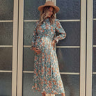 Pleated Floral Maternity Dress