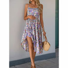 Purple Floral Spaghetti Strap Maternity Dress