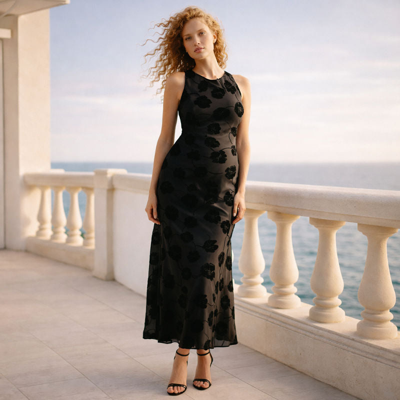 Silk Velvet Flower Dress