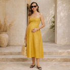 Square Collar Linen Dress