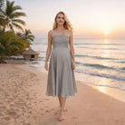 Square Collar Linen Dress