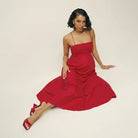 Square Collar Linen Dress