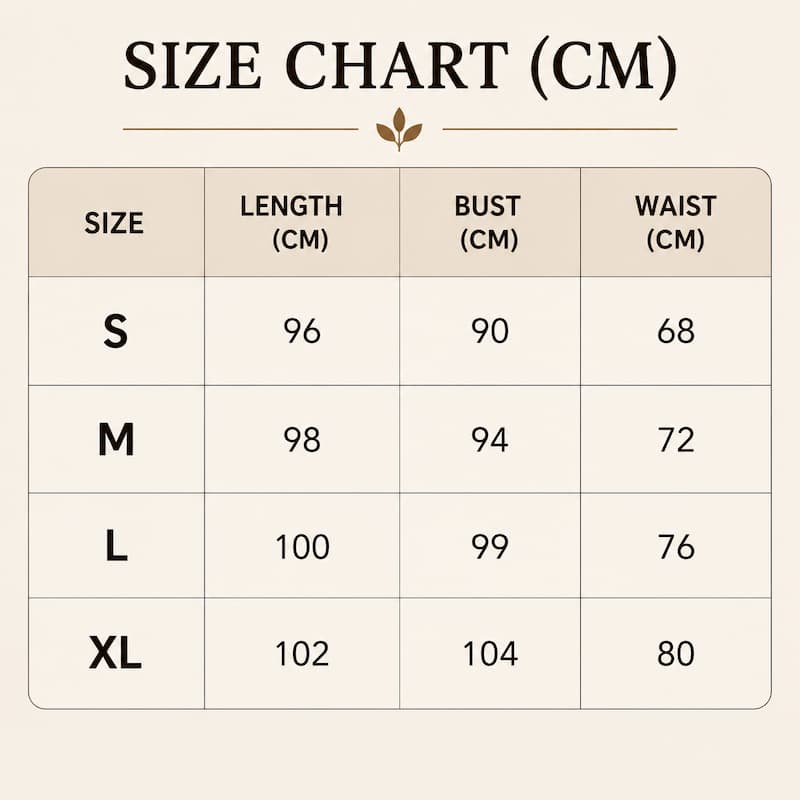 Size chart in CM