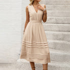 V-Neck Beige Maternity Dress