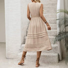 V-Neck Beige Maternity Dress