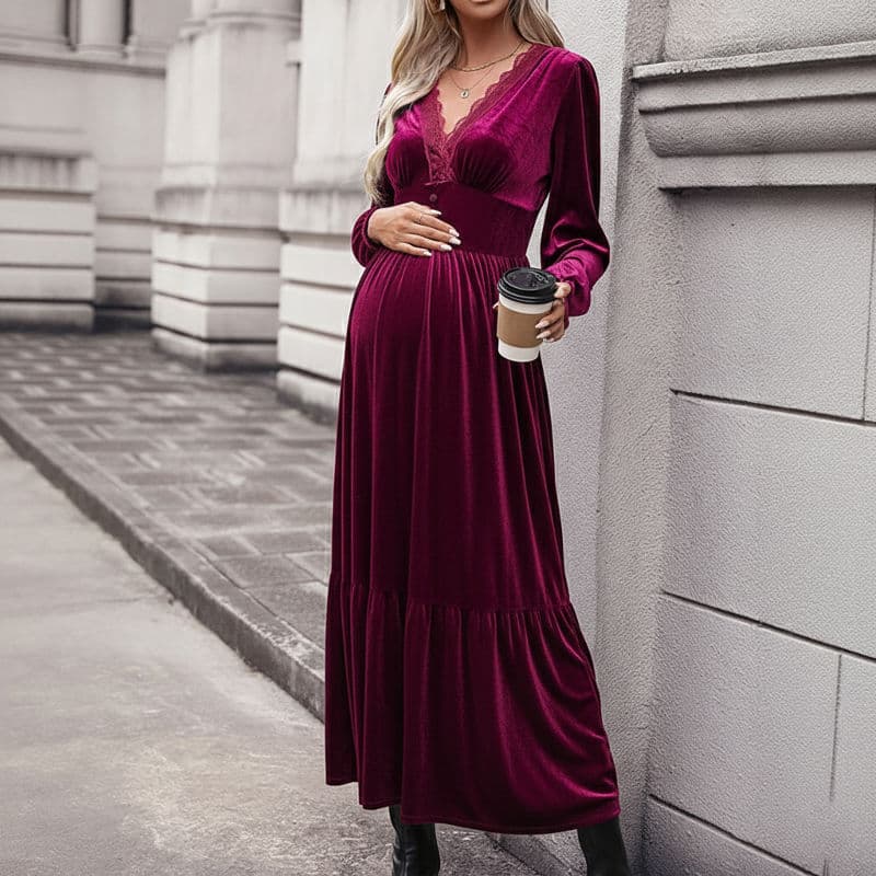 Velvet Midi Maternity Dress