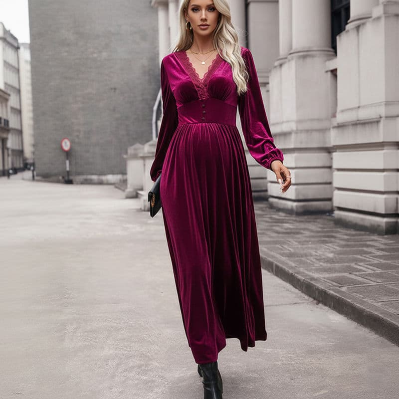 Velvet Midi Maternity Dress